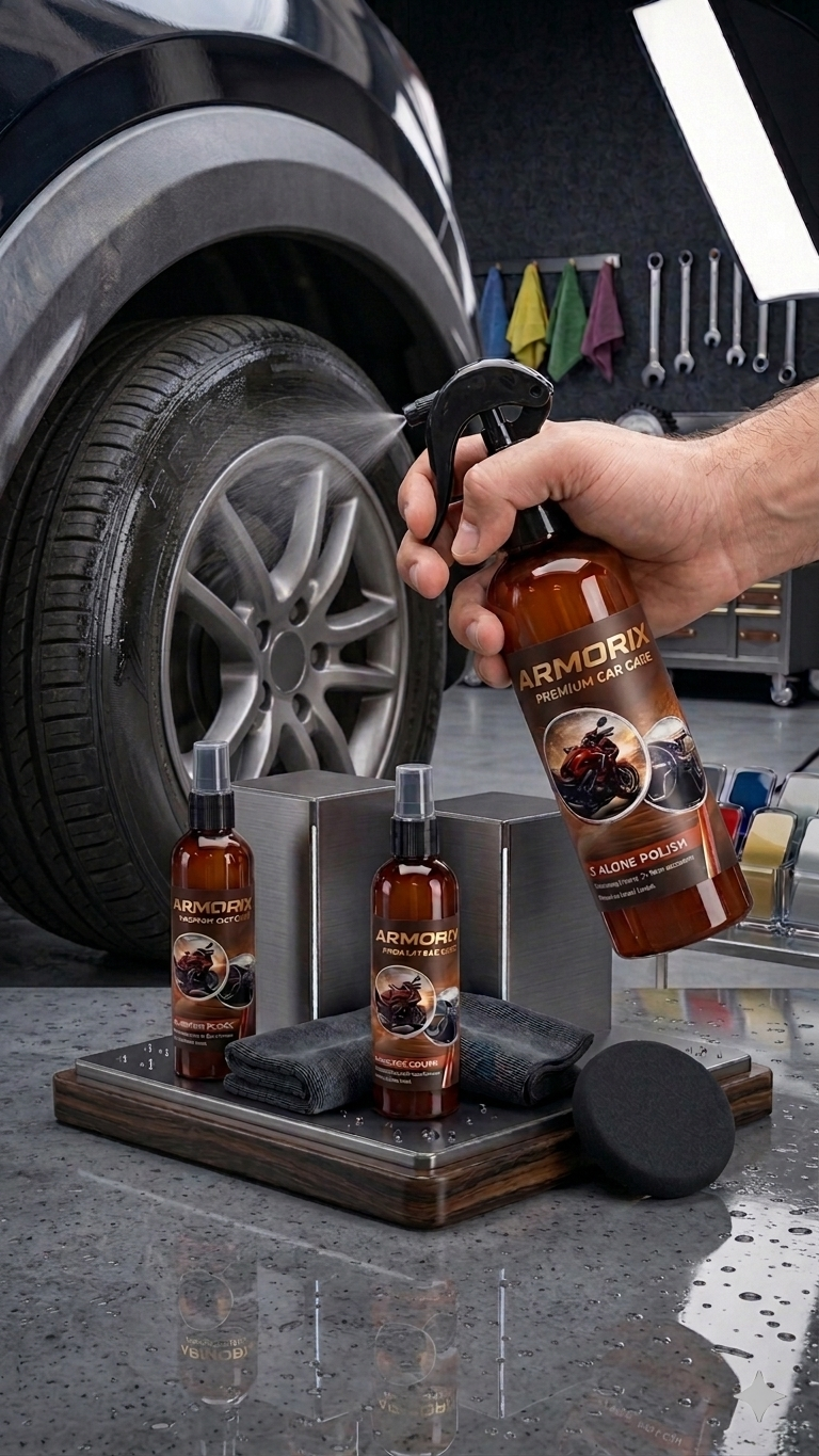 Detailer applying Armorix polish to vehicle trim